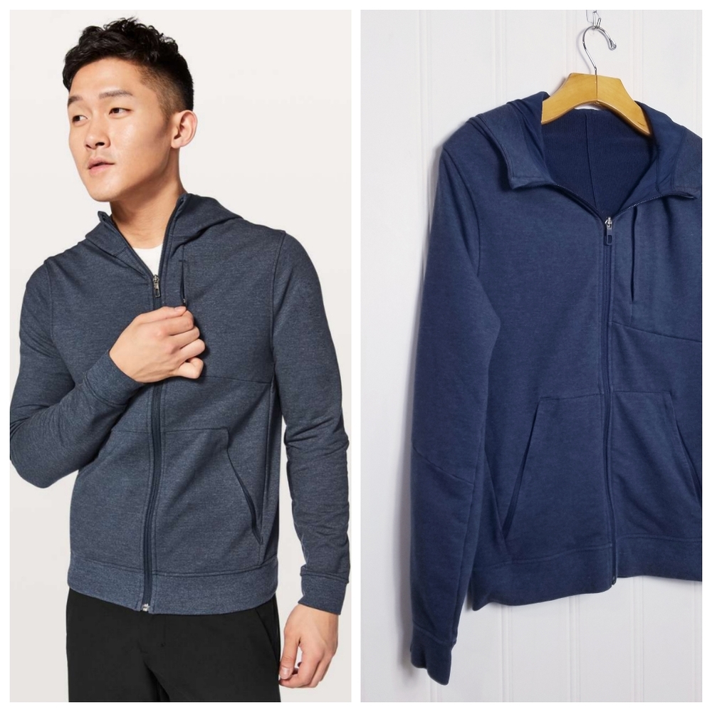 Lululemon City Sweat Zip Jacket Mens S Navy Blue French Terry Athleisure
